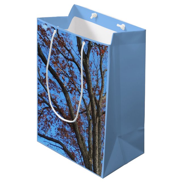 Oak Tree in a Blue Autumn Sky - Medium Gift Bag (Front Angled)