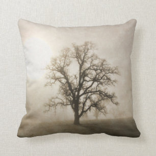Oak Tree in the Fog Fine Art Pillow