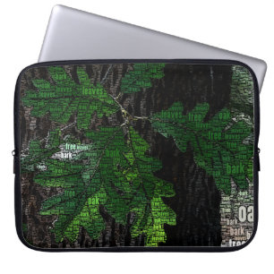Oak Tree Leaves and Bark Word Cloud Laptop Sleeve