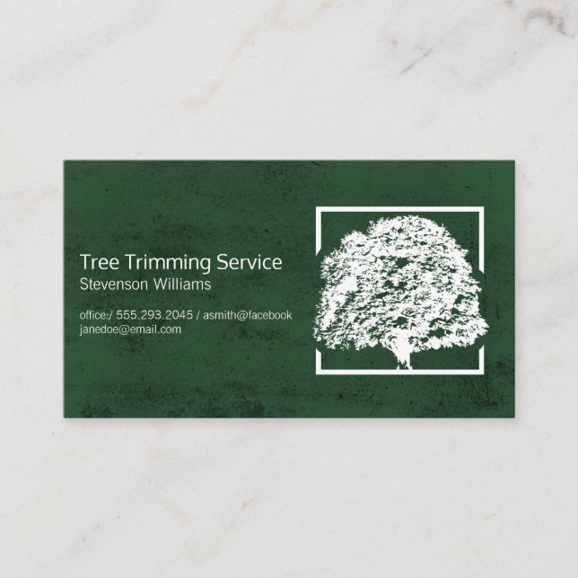 Oak Tree Logo | Green Texture Background Business Card (Front)