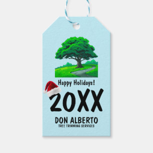 Oak Tree Logo   Santa Hat Happy Holidays Business Gift Tags