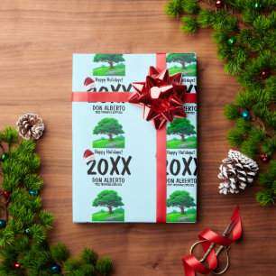 Oak Tree Logo   Santa Hat Happy Holidays Business Wrapping Paper