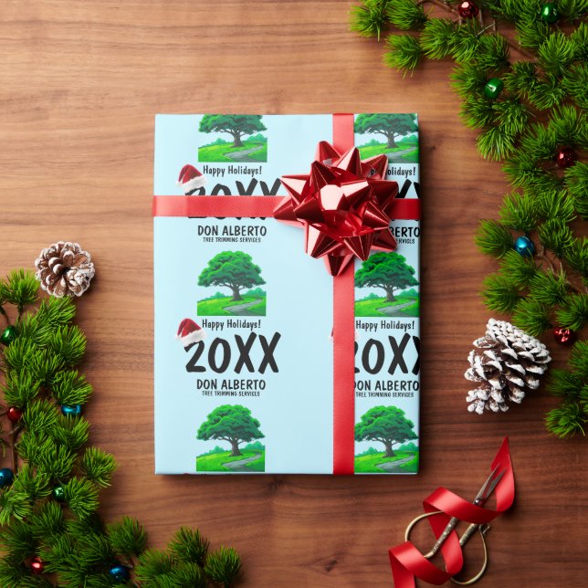 Oak Tree Logo | Santa Hat Happy Holidays Business Wrapping Paper (Holiday Gift)