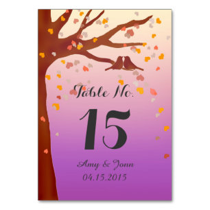 Oak tree lovebirds hearts table numbers love1