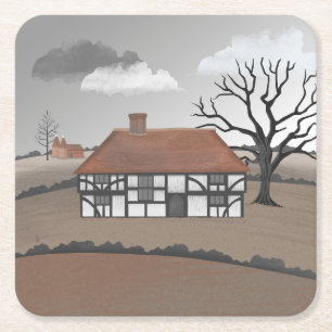 Oak Tree Manor Square Paper Coaster