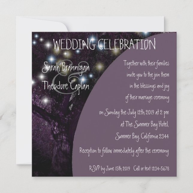 Oak Tree night lights wedding Invitation (Front)