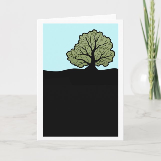 Oak tree on hillside graphic card (Front)