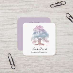 Oak Tree on Lilac Illustration  Business Card