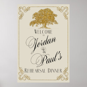 Oak Tree Plantation in Gold Glitter Rehearsal Poster