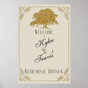 Oak Tree Plantation in Gold Glitter Rehearsal Poster