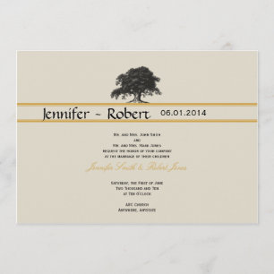 Oak Tree Plantation in Gold Wedding Invitation