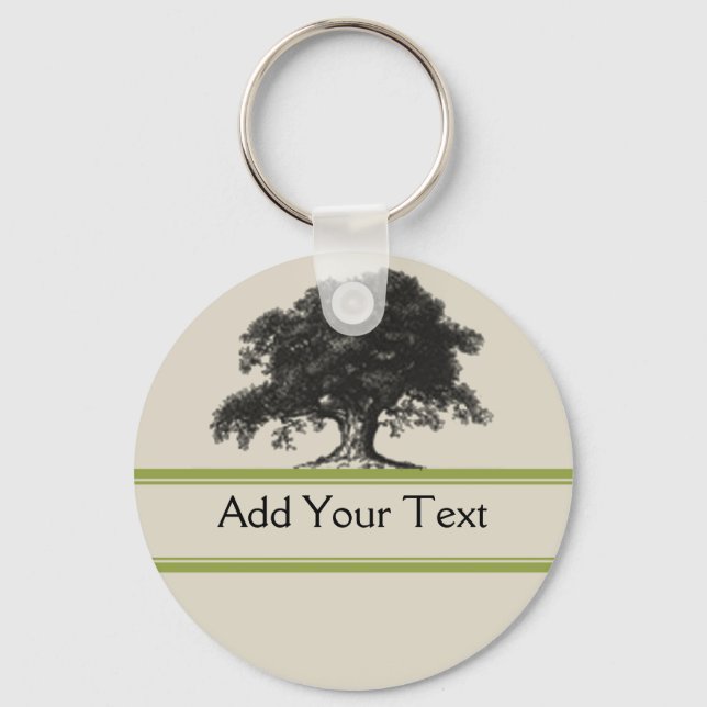 Oak Tree Plantation in Green Keychain (Front)
