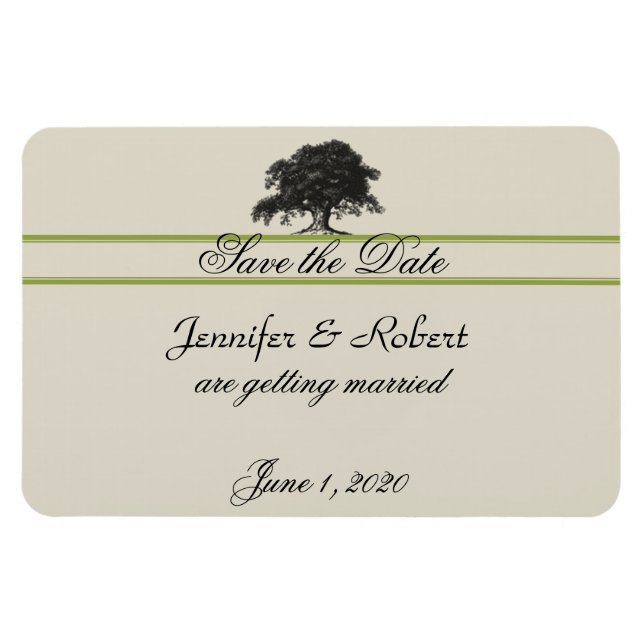 Oak Tree Plantation in Green Save the Date Magnet (Horizontal)
