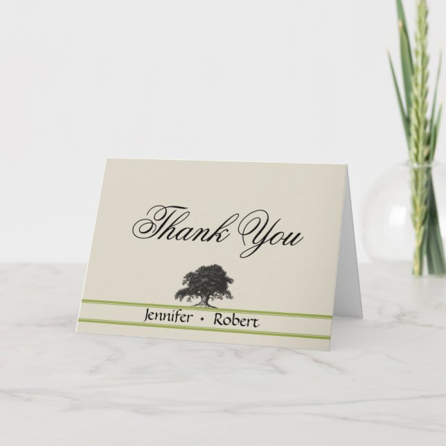 Oak Tree Plantation in Green Thank You Card (Front)