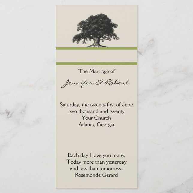 Oak Tree Plantation in Green Wedding Program (Front)