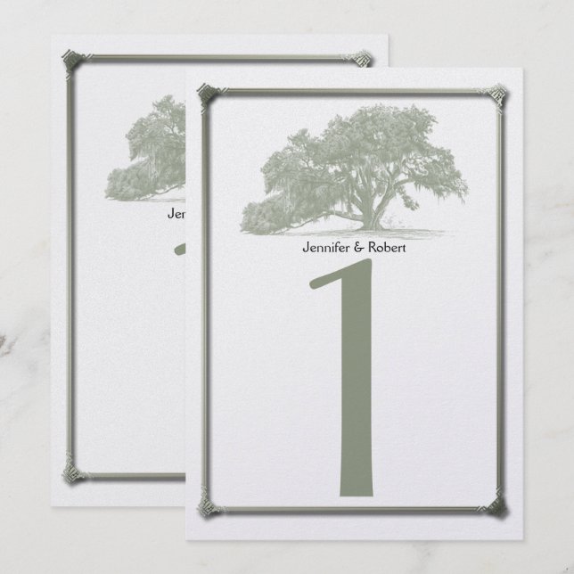 Oak Tree Plantation Wedding Table Number (Front/Back)