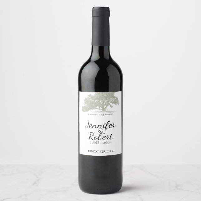 Oak Tree Plantation Wedding Wine Label (Front)