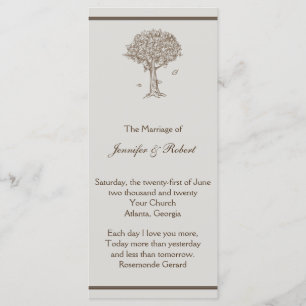 Oak Tree Sketch Wedding Program