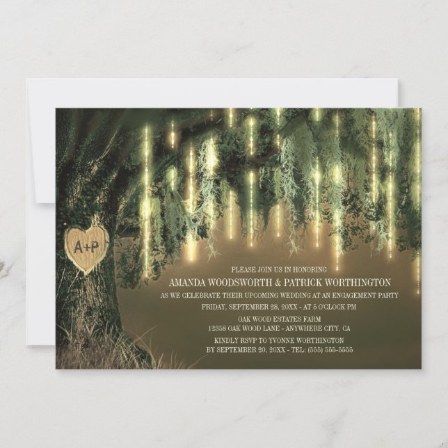Oak Tree Spanish Moss Engagement Party Invitations (Front)