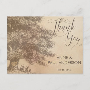 Oak tree with deers Thank You Card