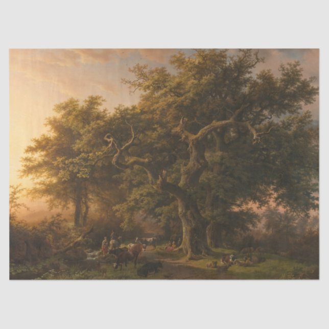 Oak Trees in a Forest Landscape (Woodland Scene) Tissue Paper (Front)