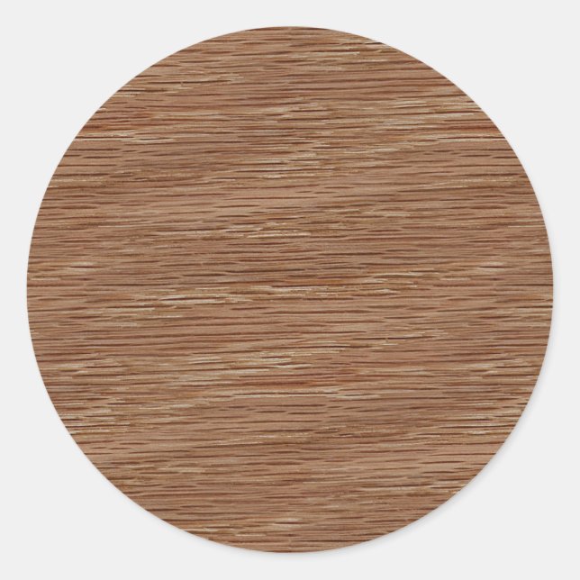 Oak Wood Grain Look Classic Round Sticker (Front)