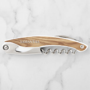 Oak Wood Image Logo White Text Corkscrew
