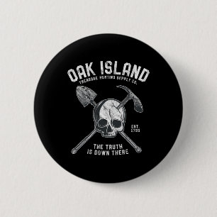 Oak Wood Skull Island Vintage Skull Templar Treasu 2 Inch Round Button