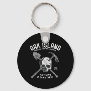 Oak Wood Skull Island Vintage Skull Templar Treasu Keychain