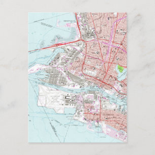 Oakland Alameda California Vintage Map Postcard