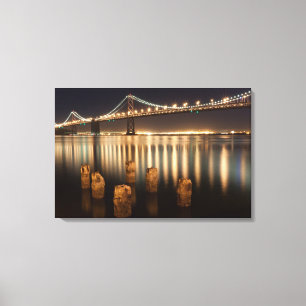 Oakland Bay Bridge night reflections. Canvas Print