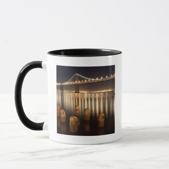 Oakland Bay Bridge night reflections. Mug (Left)