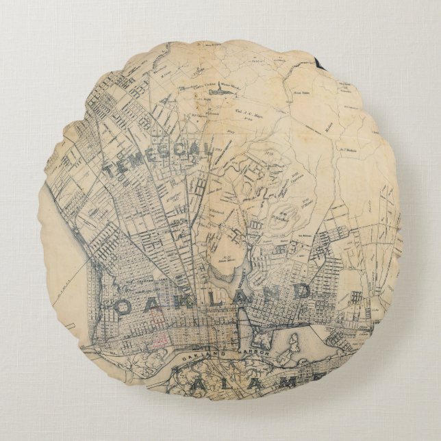 Oakland, Berkeley, Alameda Round Pillow (Front)