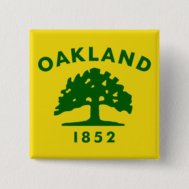 Oakland, California Flag 2 Inch Square Button (Front)