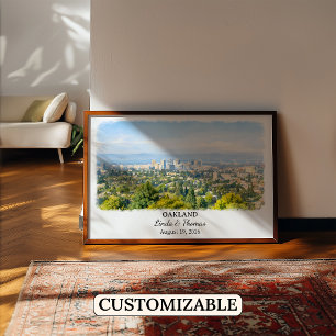 Oakland California Poster, Watercolor, Custom Poster