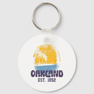 Oakland California Retro Surfer Vintage Beach For Keychain
