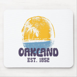 Oakland California Retro Surfer Vintage Beach For Mouse Pad