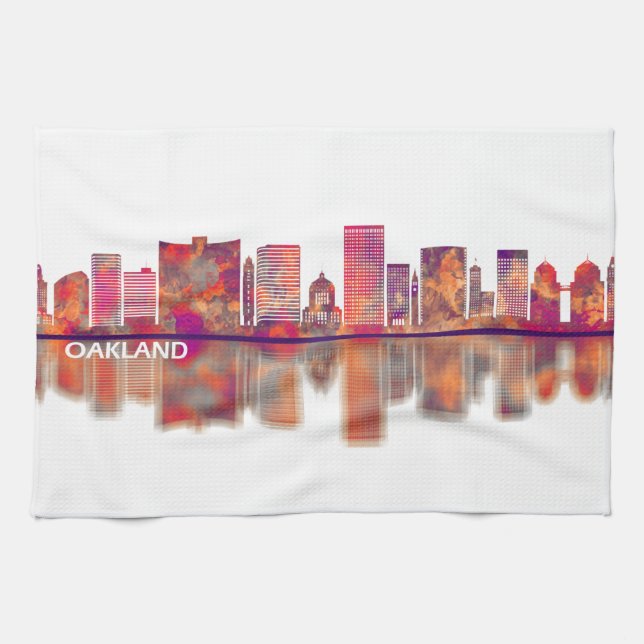Oakland California Skyline Kitchen Towel (Horizontal)