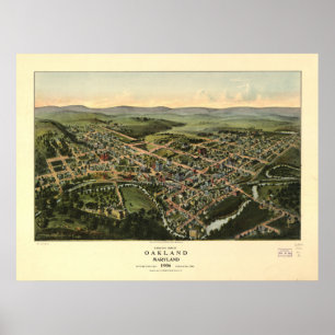 Oakland Maryland 1906 Antique Panoramic Map Poster