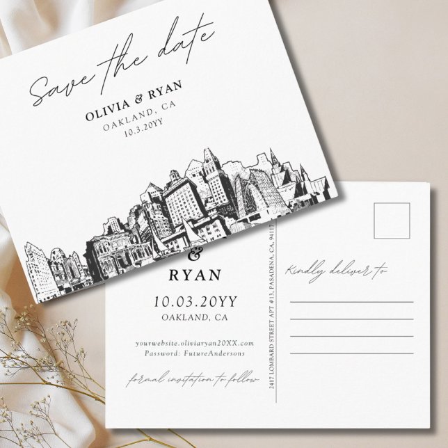 Oakland Save the Date Postcard Elegant Wedding (Oakland Save the Date Postcard Elegant Wedding
)