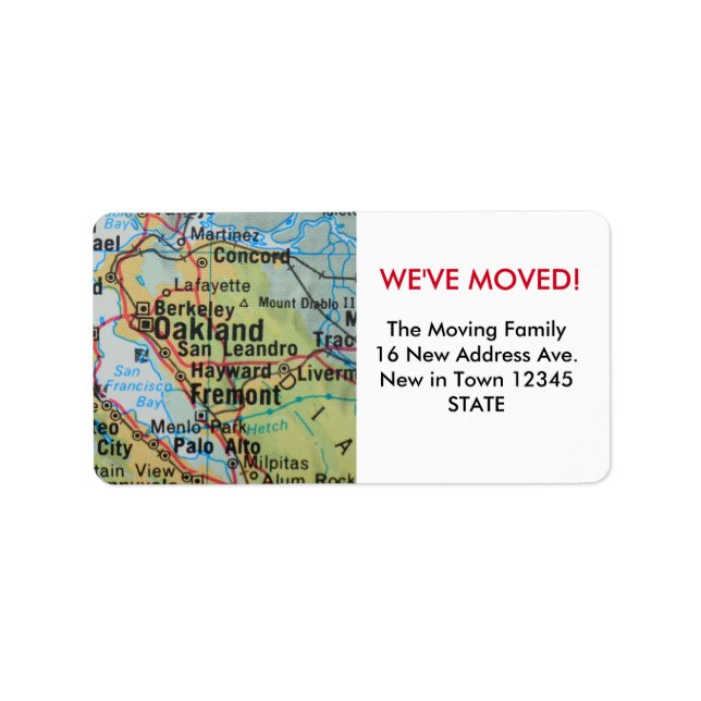 Oakland We've Moved label (Front)