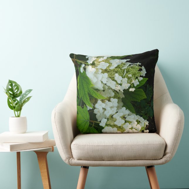 Oakleaf Hydrangea Throw Pillow (Chair)