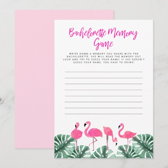 OAKLEY Flamingo Tropical Bachelorette Memory Game  Invitation (Front/Back)