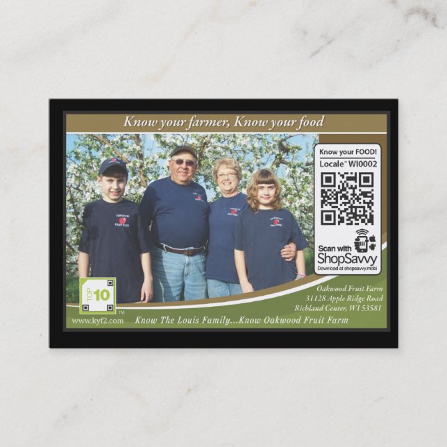 Oakwood Fruit Farm Traceable Shelftalker Business Card (Front)