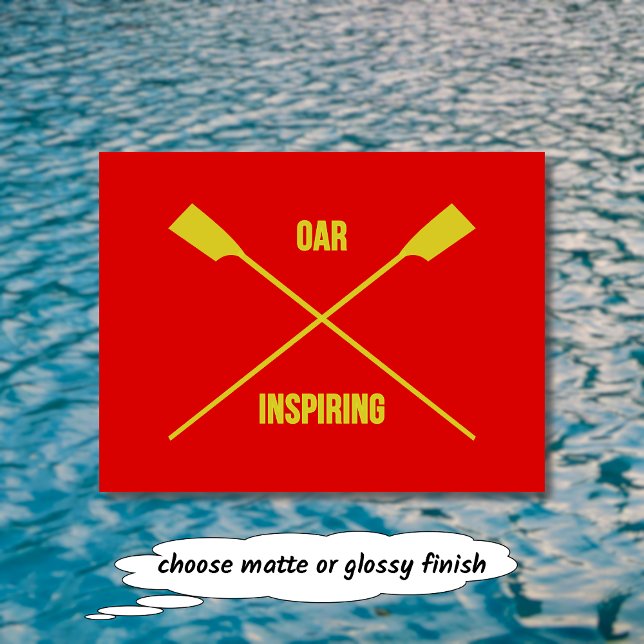 Oar inspiring slogan and crossed oars red postcard (Creator Uploaded)