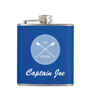 Oar inspiring sports pun personalized rowers hip flask