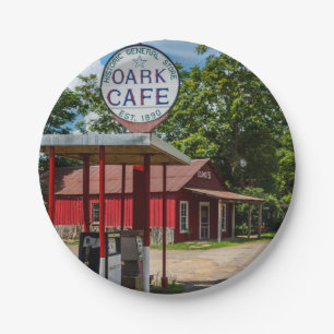 Oark Gas Pumps Paper Plate