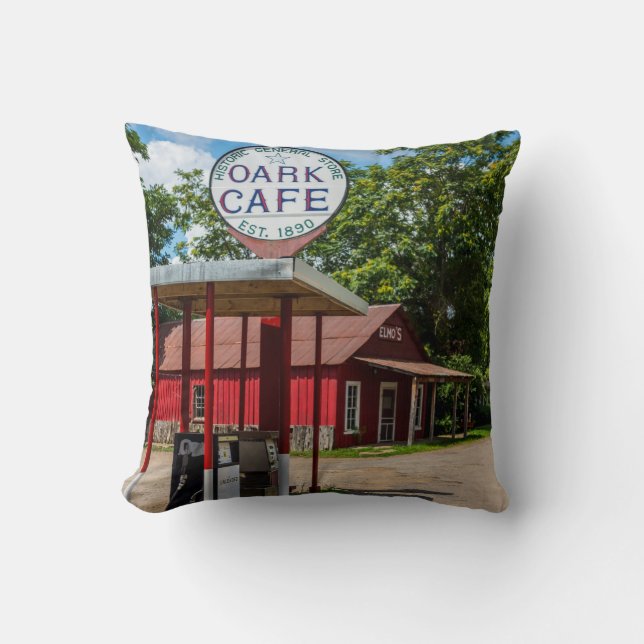 Oark Gas Pumps Throw Pillow (Front)
