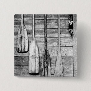 Oars are hung on wooden shed in Big Cypress, 2 Inch Square Button