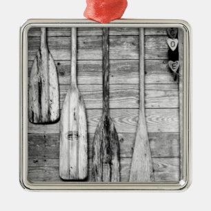 Oars are hung on wooden shed in Big Cypress, 2 Metal Ornament